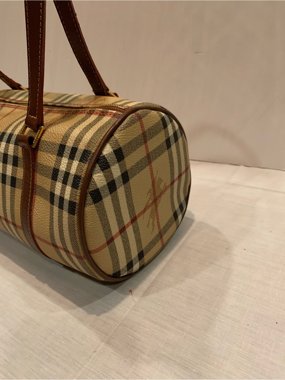 Burberry Haymarket Check Barrel Bag serial number S-04-1 - Picture 3 of 14